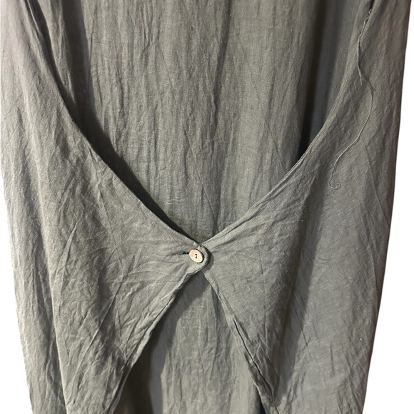 Katrina Linen Shift Dress Pouch Pockets Olive Green Made in Italy Size M - Picture 4 of 8